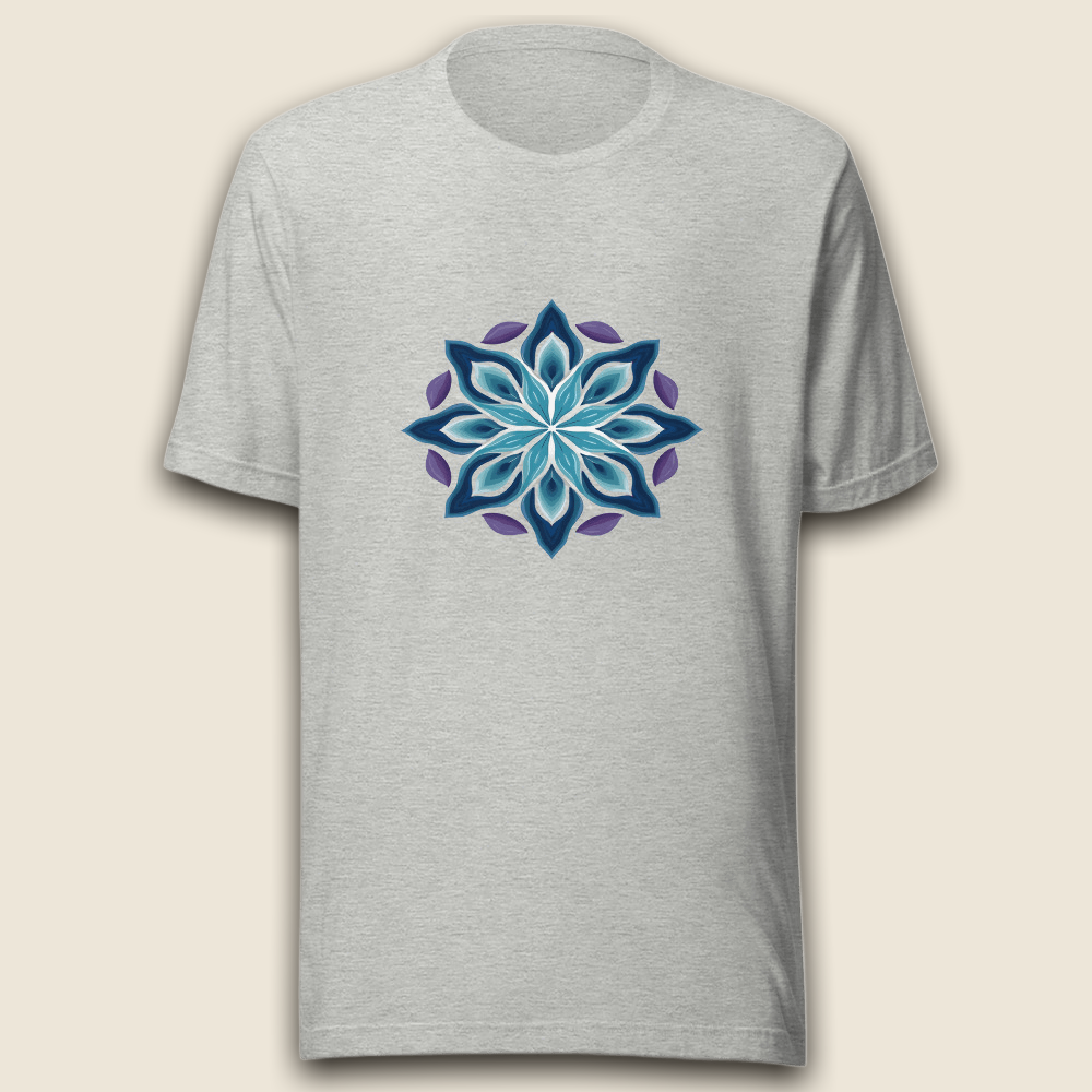 Mandala Türkis & Violett auf Grau meliert