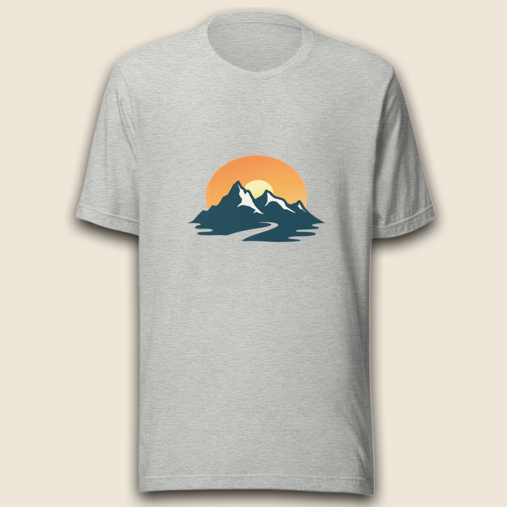 Achtsamer Sonnenaufgang über den Bergen – T-Shirt Design