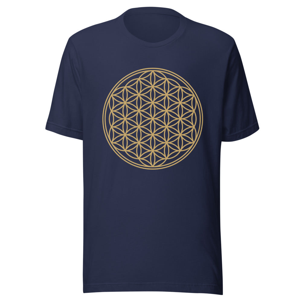 Blume des Lebens Gold auf Navy