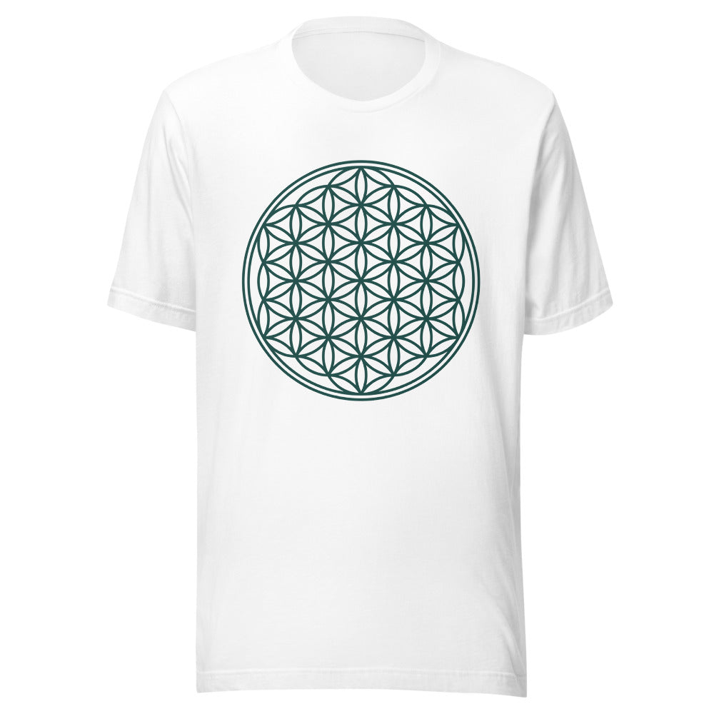 Blume des Lebens Deep-Teal auf Weiß