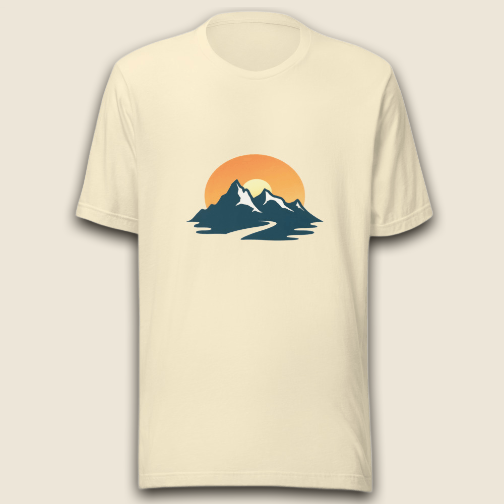Achtsamer Sonnenaufgang über den Bergen – T-Shirt Design