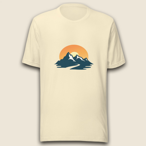 Achtsamer Sonnenaufgang über den Bergen – T-Shirt Design